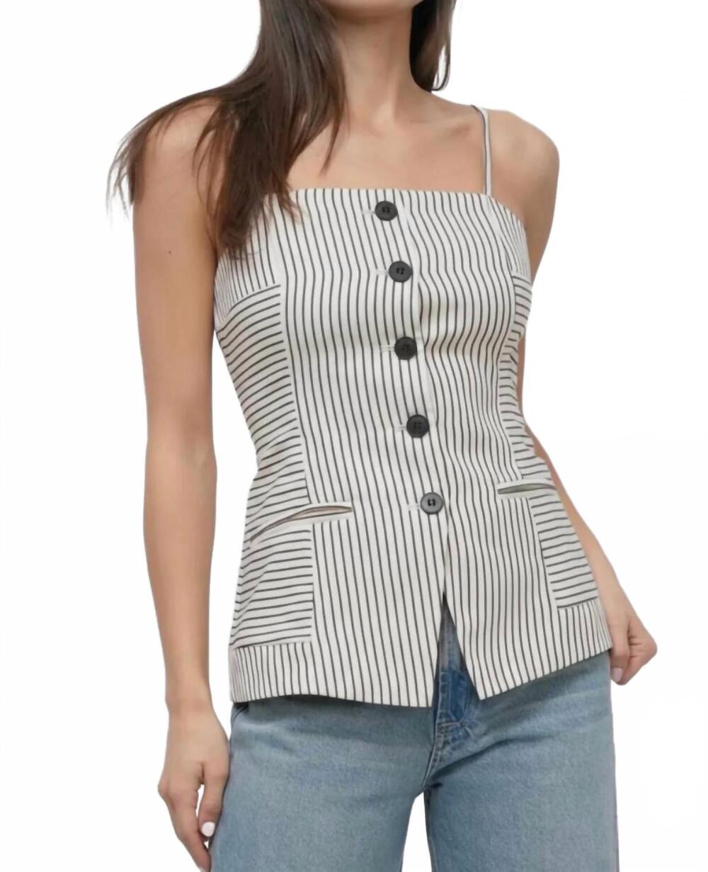 NEW GREYLIN sandi button front top in biege/black